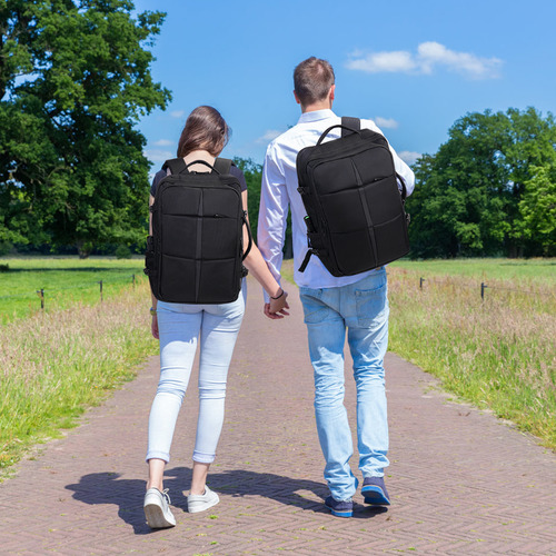 Mochila de Viaje Hongge TB212 de 40L Impermeable Expandible Escolar con Compartimento para Zapatos Incluye Puerto de Carga USB Color Negro