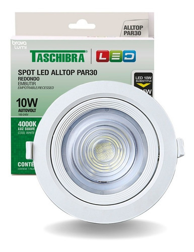 Spot Led Redondo Móvel Alltop Par 30 10w Taschibra Cor Neutro (4000K) 110V/220V