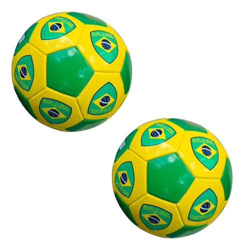 Kit 2 Bolas De Futebol Do Brasil Campo Copa Do Mundo Atacado