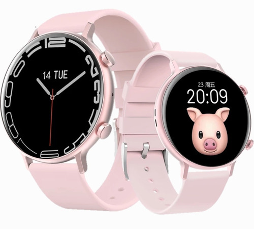 Smartwatch Para Mujer Redondo Llamadas Pasos Calorias Reloj 