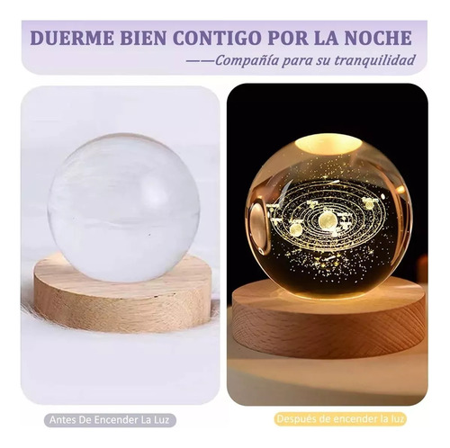 3d Lampara De Noche Led Bola Crista, Night Led Sistema Solar