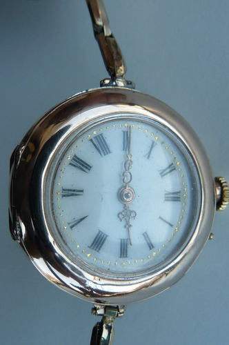 Reloj Antiguo Oro Solido Y Pulsera Oro 14k  5 Diamantes 1920