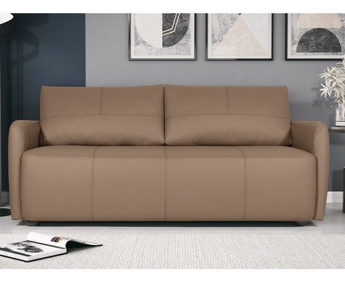 Sofá Decorativo Lily 240cm Couro Capuccino - Gran Belo
