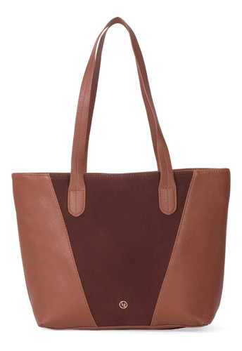 Bolsa Tote Para Mujer Lucentzza Atemporal Al Corte Suede Color Marrón claro