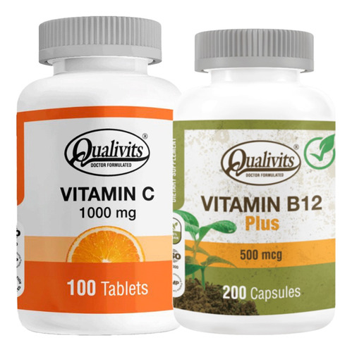 Vitamina B12 500 Mcg Vit C 1000 Mg Qualivits Ácido Ascórbico