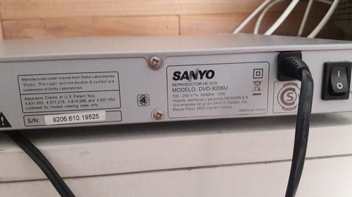 Reproductor Dvd Sanyo 9206u Poquisimo Uso