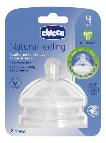 Chicco Tetina Natural Feeling Flujo Regulable 4+ 2 Piezas