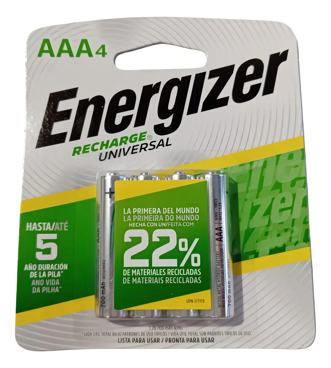 Pila Energizer Recharge Universal Aaa X 4und