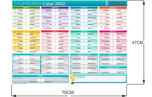 Tabela De Jogos Copa Do Mundo Qatar Adesivo Seleções 70x47cm