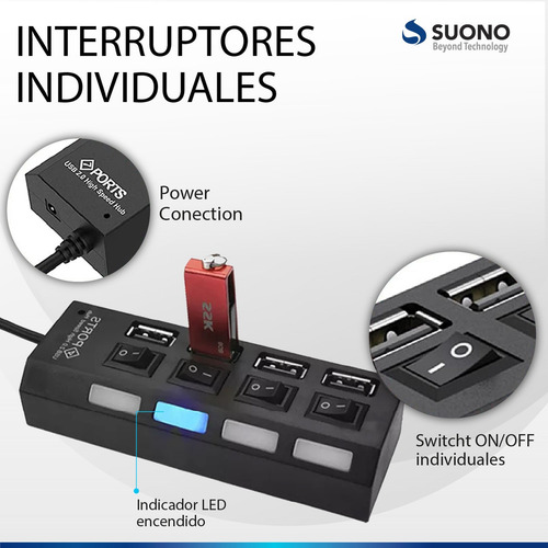 Hub Usb Multiplicador 4 Puertos Usb Pc Notebook Adaptador