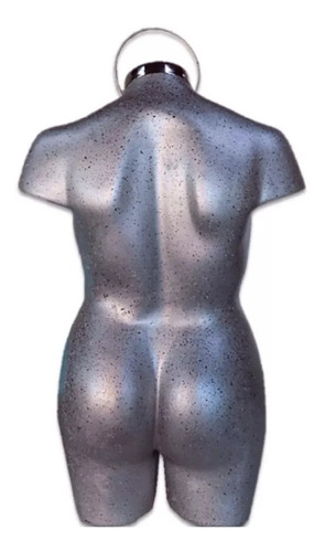Imagen 2 de 4 de Maniquí Dama Mujer 3/4 Talla Extra Grande Fibra Vidrio Plata