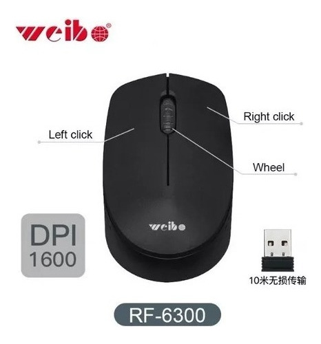 Mouse Inalámbrico Notebooks Pc Ordenador Weibo Rf-6300 Color Rojo