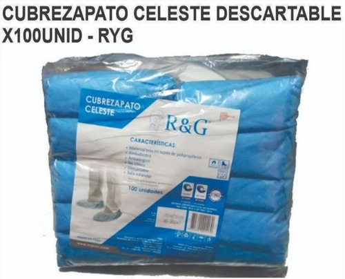 Cubre Zapatos Celeste Descartable 25 G/m² Rg X 100 Unid 