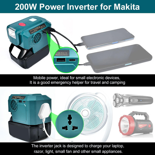 Inversor De Corriente Portátil De 200 W Compatible Con Bater