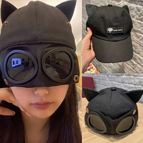 Gorra Con Orejas Y Lentes Cómoda Deportes Al Aire Libre 1pz