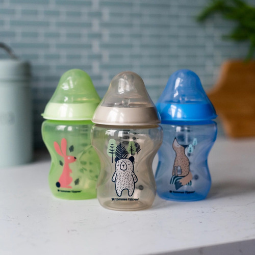 Biberones Tommee Tippee Set Decorado 3*9oz 0m+ Color Azul Animales