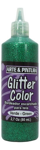 Bordeador Escarchado Para Tela Verde 80 Ml Glitter Color 