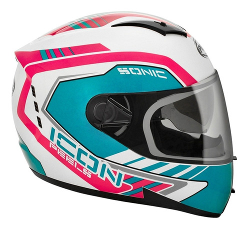 Capacete Moto Feminino Peels Icon Sonic Branco Rosa