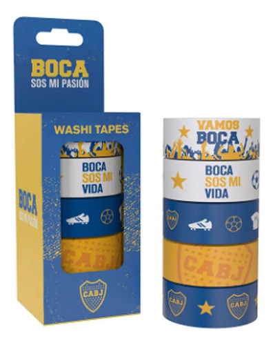 Cinta Washi Tapes Ppr Big Pocket Boca - River Color Azul Y Oro Boca Juniors