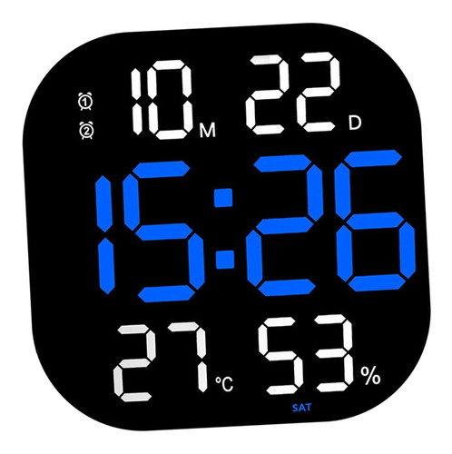 Reloj De Pared Digital Pantalla Grande Con Temperatura Azul