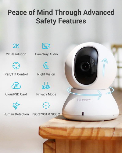 1 Cámara De Seguridad Blurams 2k Indoor 360° Con
