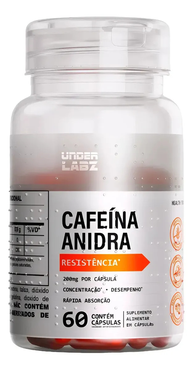 Cafeína Anidra 100% Pura Resistência Under Labz 60 Cáps Cafeína Anidra | 60 Cápsulas