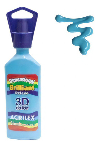 Pintura acrílica de alto relieve, 35 ml, 3D Acrilex, color turquesa, 577