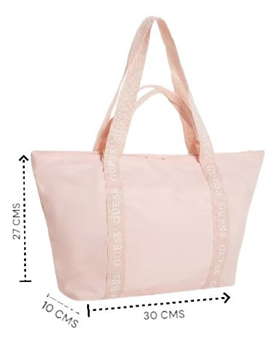 Bolsa Guess 2 Handle Tote Rosa Nylon Dx23260 Rosa Claro Lisa Rosa Claro