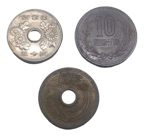Monedas Japón 50, 10 Y 5 Yenes 3 Piezas Envio $60