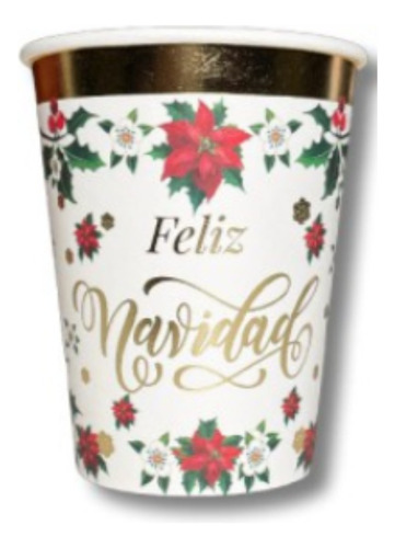 Vaso De Polipapel Flor De Navidad X6 Unidad Fiesta Cotillon