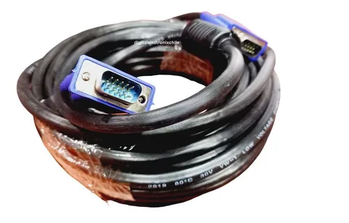 Imagen 2 de 3 de Cable Vga Macho A Macho 10 Mts Doble Filtro 15 Pines Calidad