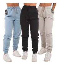 Comprar Kit 3 Calças Jogger Jeans Feminina  Com Elástico Confortável