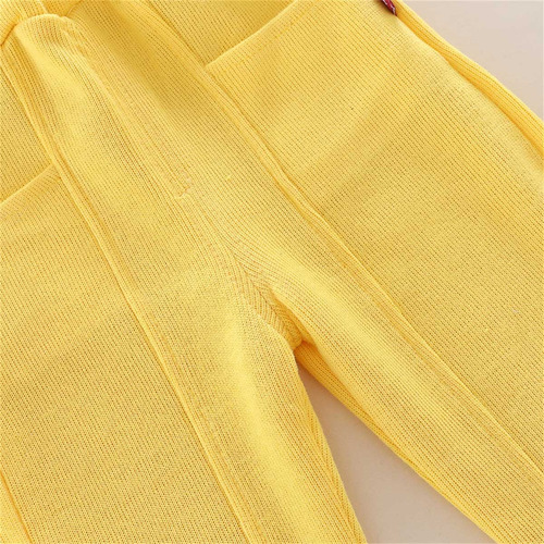 Conjunto Casual De Algodón Sudadera Y Pantalones Para Niños Amarillo 2-3 A