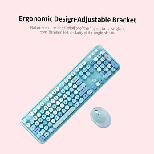 Conjunto De Teclado E Mouse Sem Fio Sweet Mixed Color 2.4g