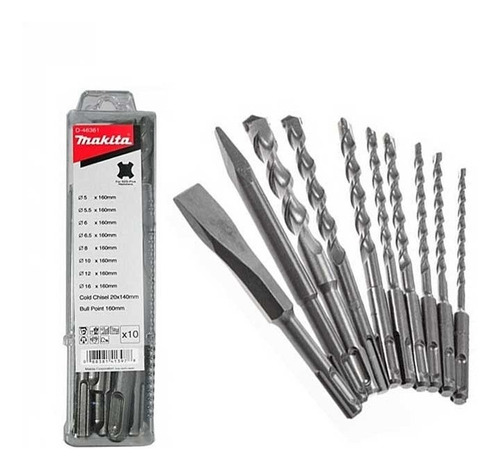 Set Sds-plus Brocas + Punto + Cincel 10pcs Makita D-41470