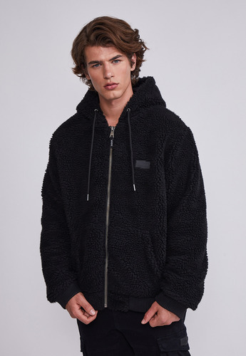 Chaqueta Polar Hombre Negro Forrada Peludo Sioux