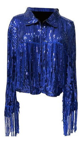 2 Chaqueta De Lentejuelas Para Mujer, Abrigo De Solapa, Azul