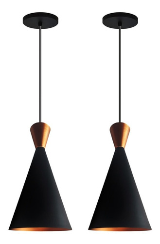 2 Luminarias Pendentes Tom Dixon New City Preto C/ Cobre