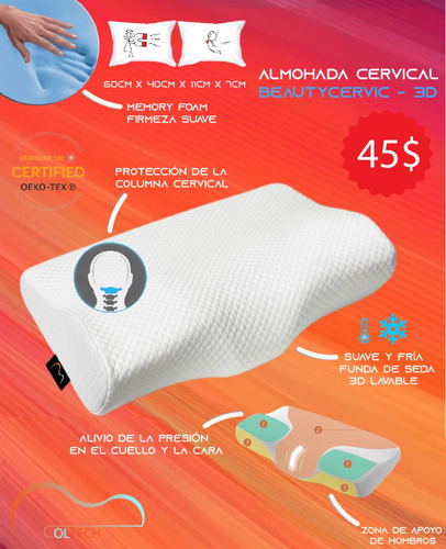 Almohada Cervical Memory Foam Terapéutica  