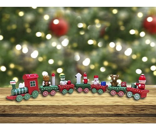 Running Tren Navideño De Madera Con 7 Carros | Decoración P