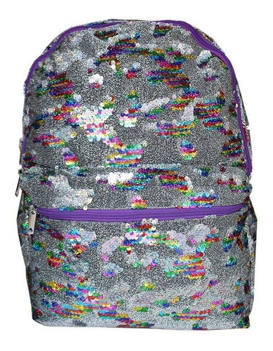 Mochila Escolar Infantil Juvenil De Paetê Clio Curso Facu Cor Cinza