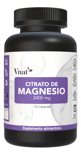 Citrato De Magnesio 2400mg Vnat 135 Caps Magnesium Citrate M Sabor Neutro