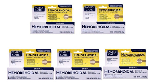 5 Unguento Hemorroides C/aplicador Family Care 20g 100% Usa