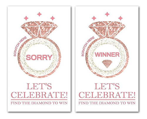 50 Diamond Bridal Shower Scratch Off Game Cards, Bride Showe