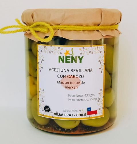 Aceitunas Sevillanas Con Merken, Frasco De 430 Grs, De Neny