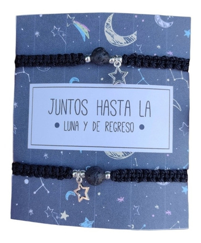 Dúo Pulseras Pareja Luna Galaxia Universo Novios Aniversario