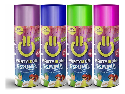 Espuma Para Fiesta En Spray Con Aroma Pack 4 Latas De 250ml