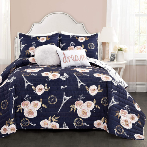 Lush Decor Juego De Ropa De Cama Reversible De 4 Piezas Con