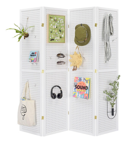 Divisor De Habitación De 4 Paneles Pantalla Plegable Nombre Del Diseño Blanco