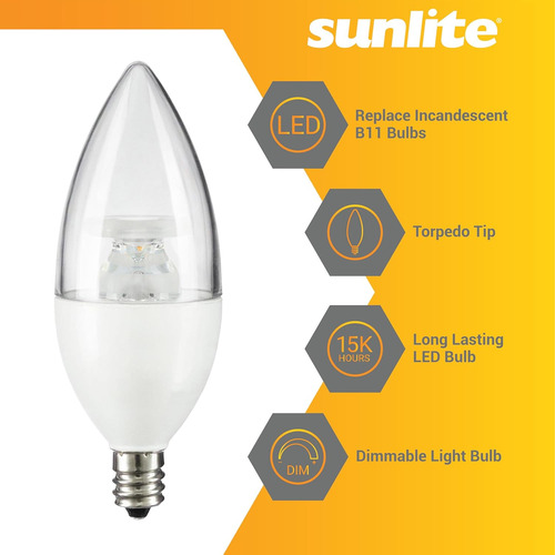 Bombilla Led B11 Transparente Con Punta De Torpedo, 4.5 W, 3